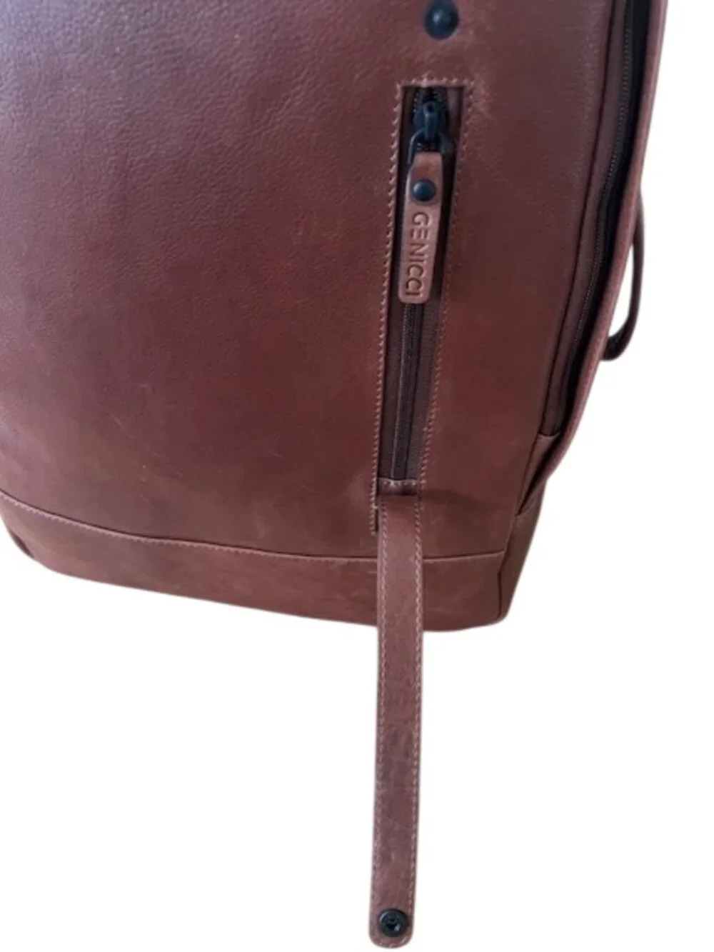 Genicci U-Falcon Leather Backpack Cognac Brown NWT Multi-Compartment
